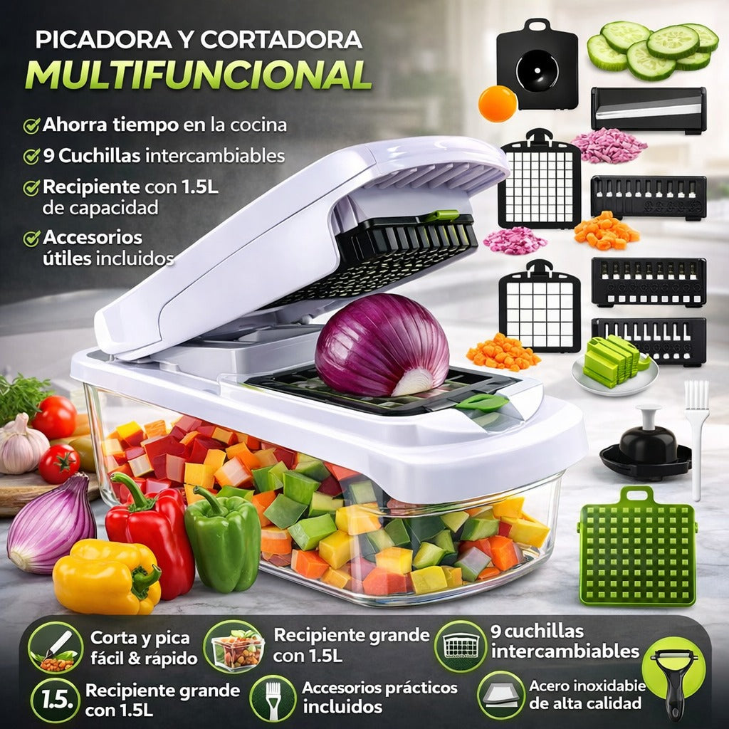 🥒🥕🥗PICADOR MULTIFUNCIONAL 14 EN 1🥒🥕🥗