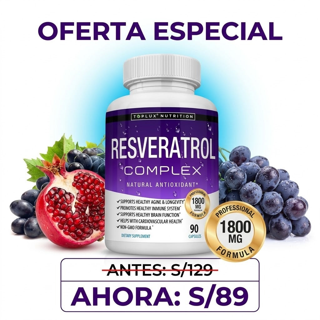 🔥 RESVERATROL COMPLEX TOPLUX (60 CÁPSULAS)